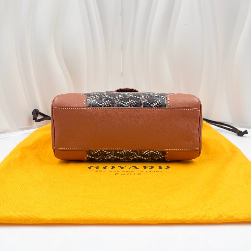 GOYARD Saigon Mini Bag Black & Tan Goyardine Canvas Leather Trim - Picture 7 of 15